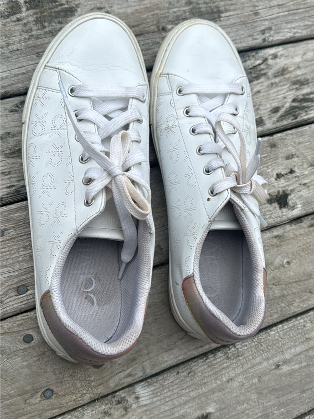 Calvin Klein White Sneakers with Subtle Logo Monogram